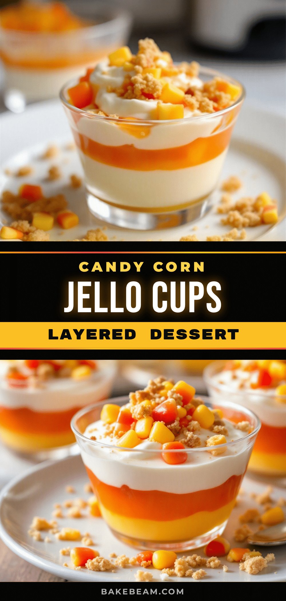 candy corn layered jello cups recipe
