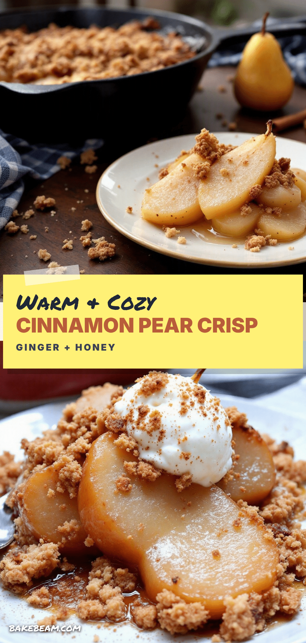 cinnamon poached pear and ginger crisp recipe