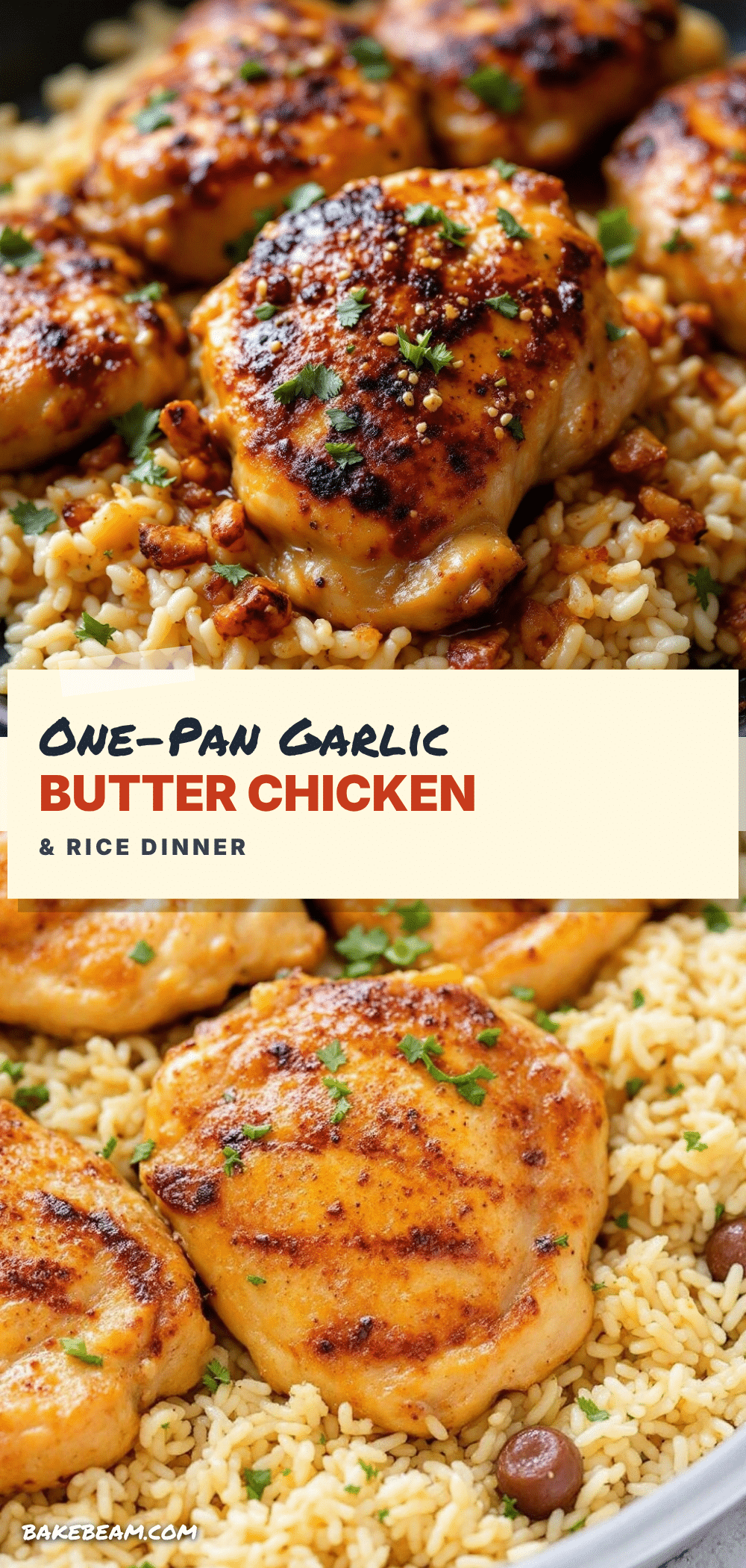 one-pan garlic butter chicken thighs with rice recipe