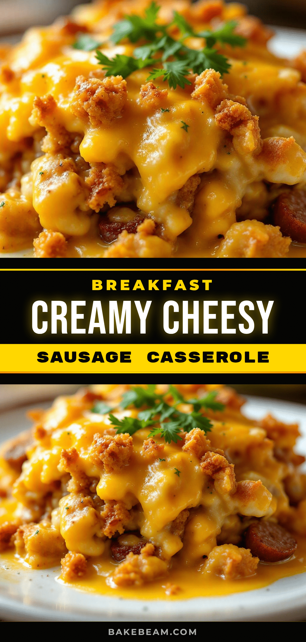 creamy cheesy breakfast casserole with sausage recipe